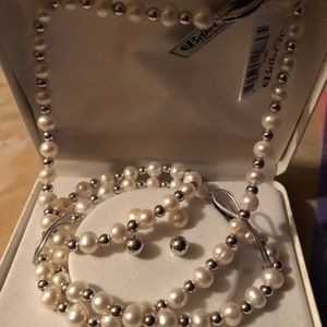 Pearl necklace and earrings